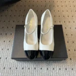 Chanel Women Mary Janes Lambskin Patent Calfskin & Imitation Pearls-White