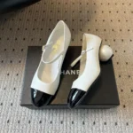 Chanel Women Mary Janes Lambskin Patent Calfskin & Imitation Pearls-White