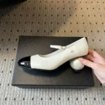 Chanel Women Mary Janes Lambskin Patent Calfskin & Imitation Pearls-White