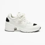 Chanel Women Sneakers Mixed Fibers, Shiny Calfskin & Suede Calfskin-White