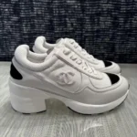 Chanel Women Sneakers Mixed Fibers, Shiny Calfskin & Suede Calfskin-White