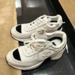 Chanel Women Sneakers Mixed Fibers, Shiny Calfskin & Suede Calfskin-White