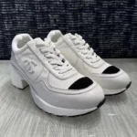 Chanel Women Sneakers Mixed Fibers, Shiny Calfskin & Suede Calfskin-White