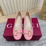 Gucci Women Ballet Flat With Half Horsebit Fuchsia Patent Leather