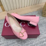 Gucci Women Ballet Flat With Half Horsebit Fuchsia Patent Leather