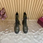 Gucci Women Lace-Up Ankle Boot With GG Dark Green GG Leather 840739