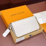 Louis Vuitton LV Women Pochette Félicie Monogram Empreinte-Beige M82363