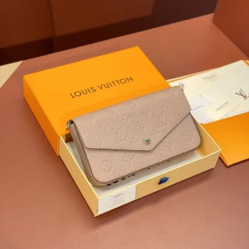 Louis Vuitton LV Women Pochette Félicie Monogram Empreinte-Gray M82609