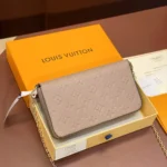 Louis Vuitton LV Women Pochette Félicie Monogram Empreinte-Gray M82609