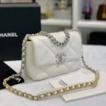Chanel Women 19 Handbag Shiny Lambskin Gold-Tone Silver-Tone & Ruthenium-Finish Metal-White