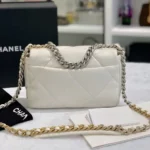 Chanel Women 19 Handbag Shiny Lambskin Gold-Tone Silver-Tone & Ruthenium-Finish Metal-White