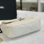 Chanel Women 19 Handbag Shiny Lambskin Gold-Tone Silver-Tone & Ruthenium-Finish Metal-White