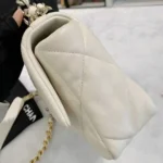 Chanel Women 19 Handbag Shiny Lambskin Gold-Tone Silver-Tone & Ruthenium-Finish Metal-White