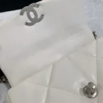 Chanel Women 19 Handbag Shiny Lambskin Gold-Tone Silver-Tone & Ruthenium-Finish Metal-White