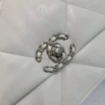 Chanel Women 19 Handbag Shiny Lambskin Gold-Tone Silver-Tone & Ruthenium-Finish Metal-White