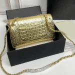 Chanel Women 19A Crocodile Embossed Small Classic Flap Bag