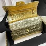 Chanel Women 19A Crocodile Embossed Small Classic Flap Bag