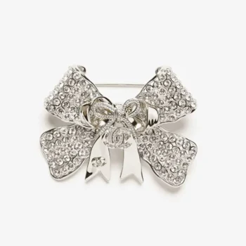 Chanel Women Brooch Metal & Strass Silver Gold & Crystal ABG592