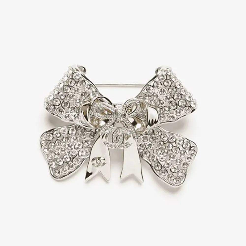 Chanel Women Brooch Metal & Strass Silver Gold & Crystal ABG592 (1) Chanel Women Brooch Metal & Strass Silver Gold & Crystal ABG592