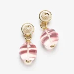 Chanel Women Clip-On Pendant Earrings Metal & Imitation Pearls-Pink ABG498