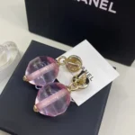 Chanel Women Clip-On Pendant Earrings Metal & Imitation Pearls-Pink ABG498