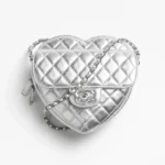 Chanel Women Heart Bag Metallic Lambskin Silver-Tone Metal AS5764