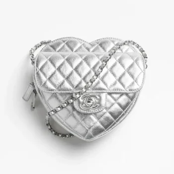 Chanel Women Heart Bag Metallic Lambskin Silver-Tone Metal AS5764