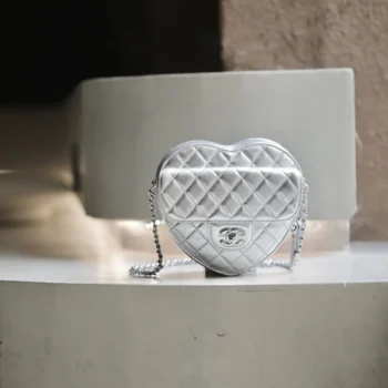 Chanel Women Heart Bag Metallic Lambskin Silver-Tone Metal AS5764