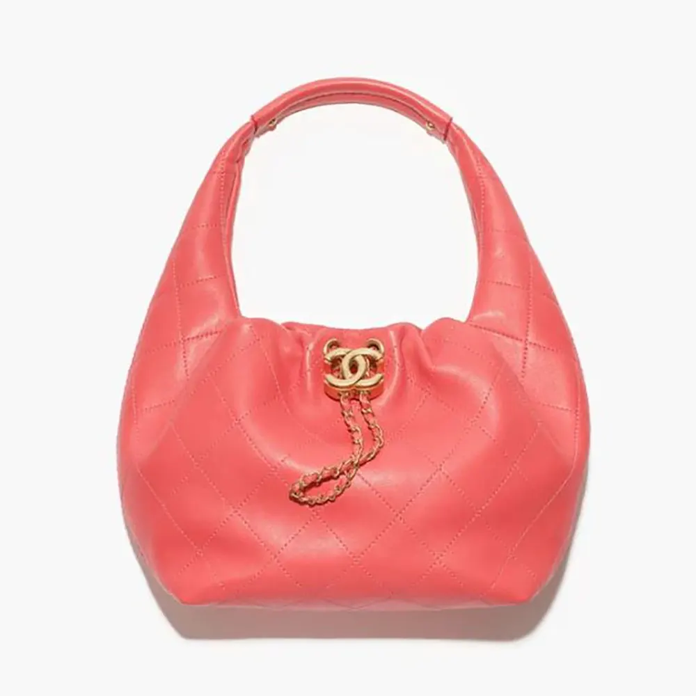 Chanel Women Hobo Handbag Calfskin Gold-Tone Metal AS5976 (1) Chanel Women Hobo Handbag Calfskin Gold-Tone Metal-White AS5976