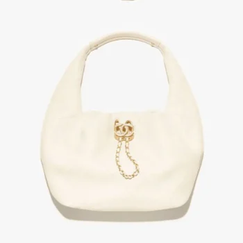 Chanel Women Hobo Handbag Calfskin Gold-Tone Metal-White AS5976