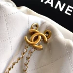 Chanel Women Hobo Handbag Calfskin Gold-Tone Metal-White AS5976