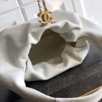 Chanel Women Hobo Handbag Calfskin Gold-Tone Metal-White AS5976