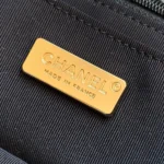 Chanel Women Large Flap Bag Tweed Shearling Lambskin Gold Tone Metal-Black