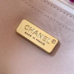 Chanel Women Large Flap Bag Tweed Shearling Lambskin Gold Tone Metal-Green