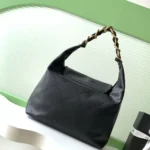 Chanel Women Maxi Hobo Bag Shiny Calfskin Gold-Tone Metal-Black AS5839