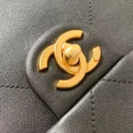 Chanel Women Maxi Hobo Bag Shiny Calfskin Gold-Tone Metal-Black AS5839