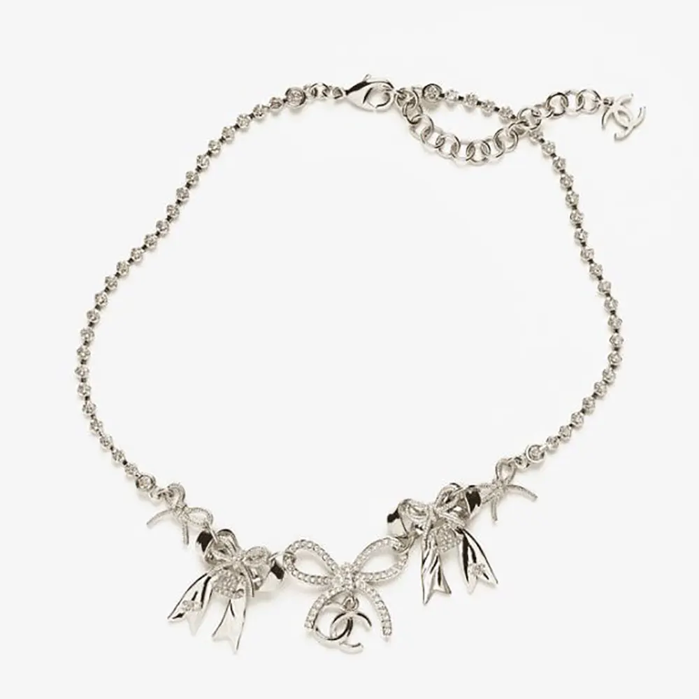 Chanel Women Necklace Metal & Strass Silver Gold & Crystal ABG584 (1) Chanel Women Necklace Metal & Strass Silver Gold & Crystal ABG584