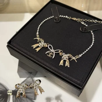 Chanel Women Necklace Metal & Strass Silver Gold & Crystal ABG584