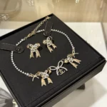 Chanel Women Necklace Metal & Strass Silver Gold & Crystal ABG584