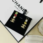 Chanel Women Pendant Earrings Metal Glass & Diamanté ABG973