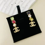 Chanel Women Pendant Earrings Metal Glass & Diamanté ABG973