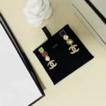 Chanel Women Pendant Earrings Metal Glass & Diamanté ABG973