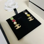 Chanel Women Pendant Earrings Metal Glass & Diamanté ABG973