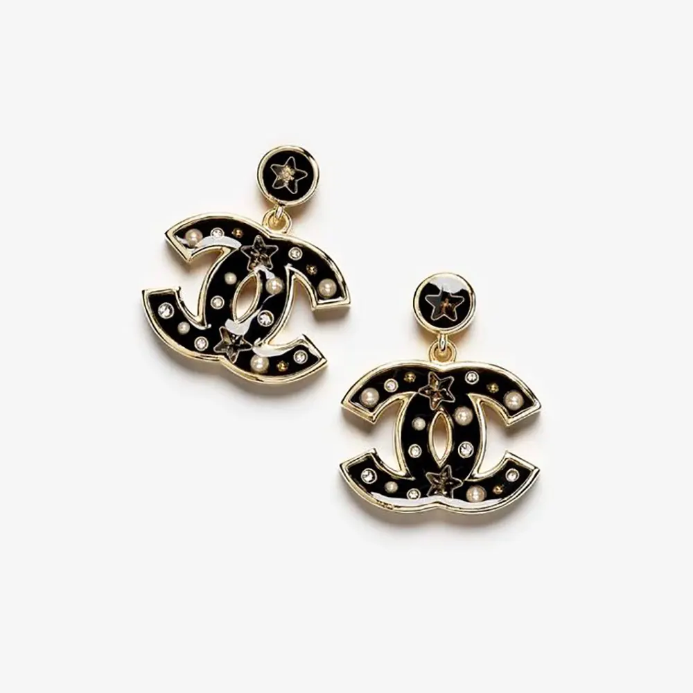 Chanel Women Pendant Earrings Metal Resin Glass Pearls & Diamantés ABG525 (1) Chanel Women Pendant Earrings Metal Resin Glass Pearls & Diamantés ABG525