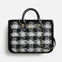 Chanel Women Small Shopping Bag Tweed Shearling Lambskin Gold-Tone Metal AS5688