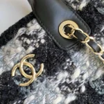 Chanel Women Small Shopping Bag Tweed Shearling Lambskin Gold-Tone Metal AS5688