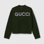 Gucci Women Wool Top with Gucci Intarsia-Green 770072XKEBC