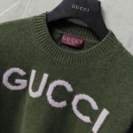 Gucci Women Wool Top with Gucci Intarsia-Green 770072XKEBC