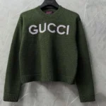 Gucci Women Wool Top with Gucci Intarsia-Green 770072XKEBC