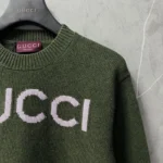 Gucci Women Wool Top with Gucci Intarsia-Green 770072XKEBC